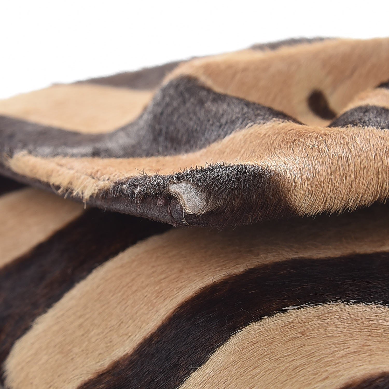 Fendi Calf Hair Zebra Print Mia Shoulder Flap Miele Moro 10 of 12