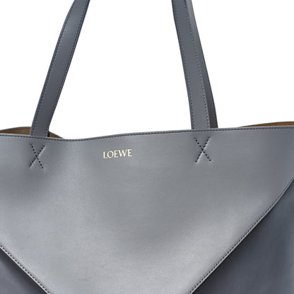 Loewe Shiny Calfskin Large Puzzle Fold Tote  Pearl Grey Dark Grey 7 of 9