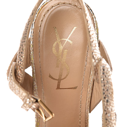 Saint Laurent Metallic Crackled Calfskin Tribute 105 Platform Sandals 39.5 Gold 8 of 13