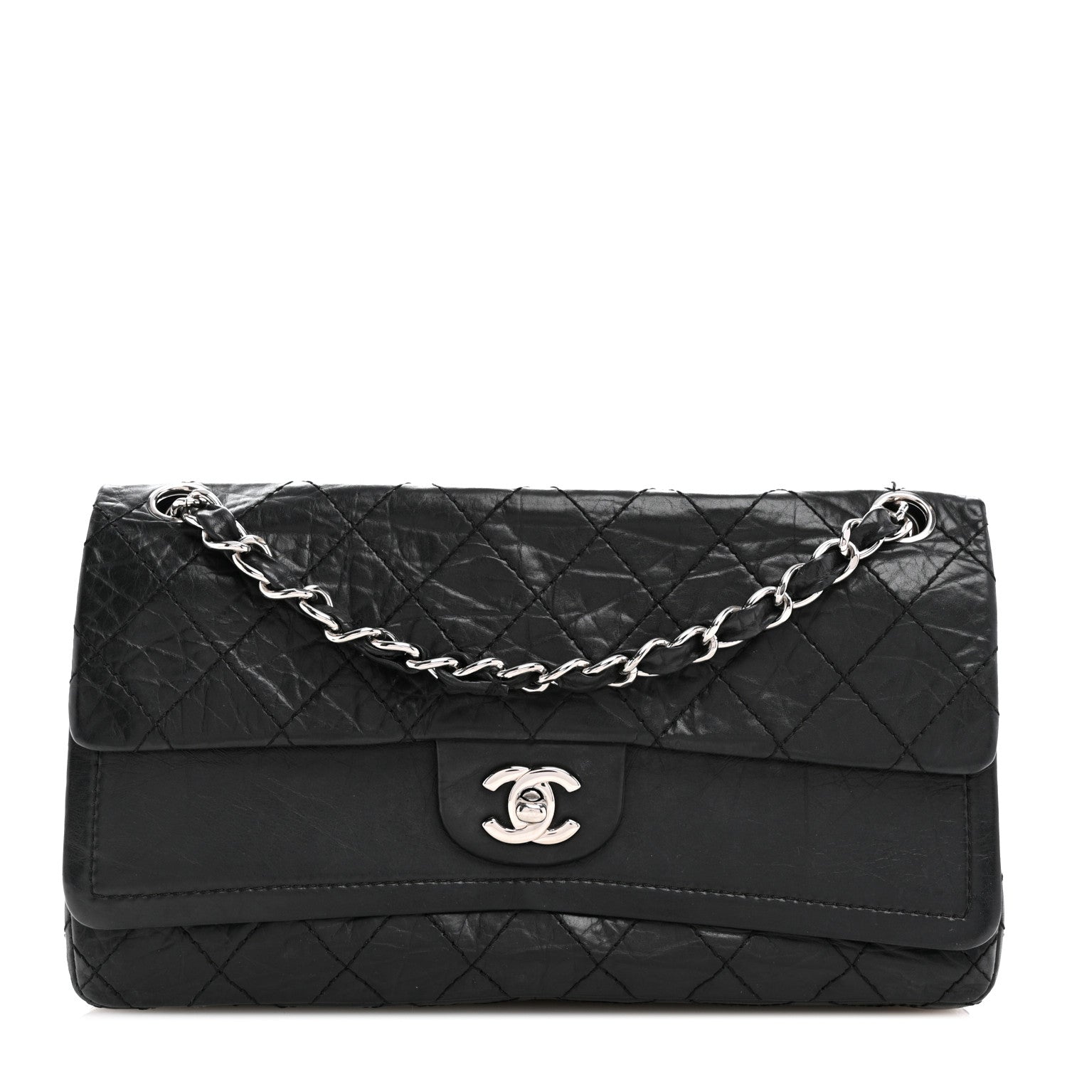 Chanel Aged Calfskin Quilted Medium Double Flap Black 1 of 15