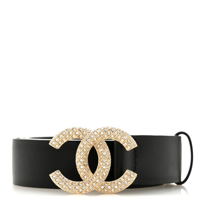 Chanel Calfskin Metal Crystal Quilted CC Belt 85 34 Black 1 of 5