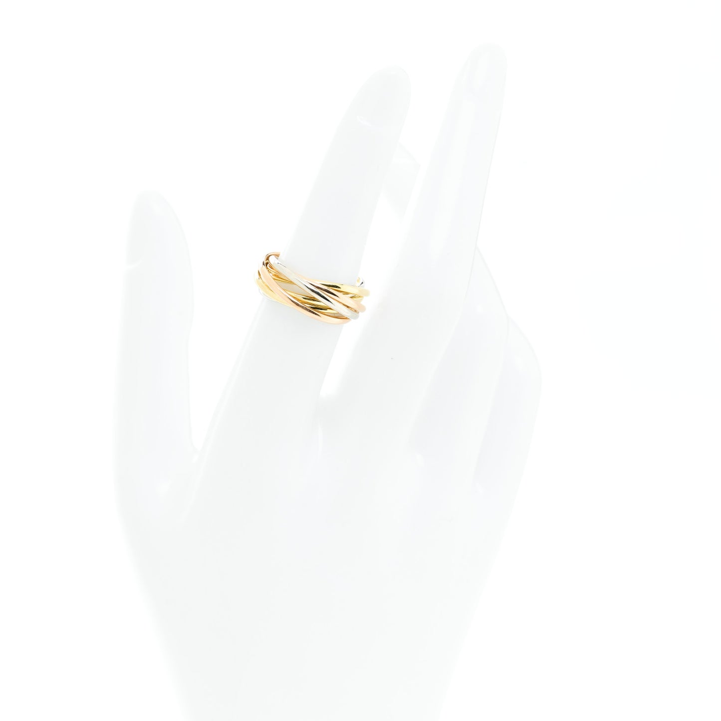 18K Pink White Yellow Gold 7 Band Trinity Ring 51 5.75