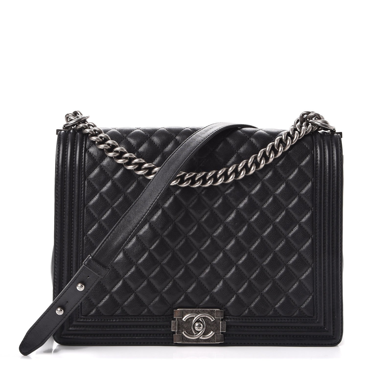 Chanel Calfskin Quilted Large Boy Flap Black 1 of 14