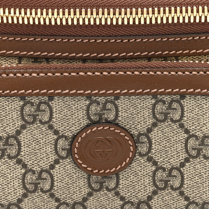 Gucci GG Supreme Monogram Textured Calfskin Retro Interlocking G Belt Bag Beige Ebony Brown Sugar 8 of 10