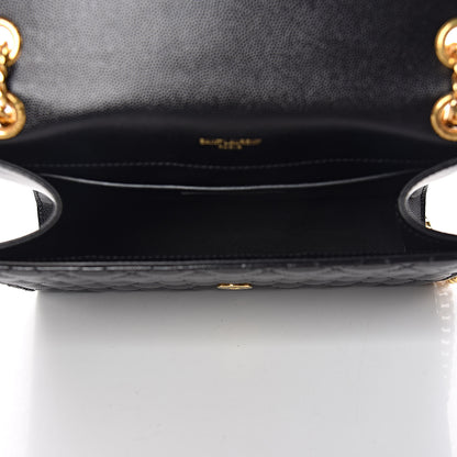 Saint Laurent Grain De Poudre Textured Mixed Matelasse Triquilt Medium Monogram Satchel Black 7 of 11