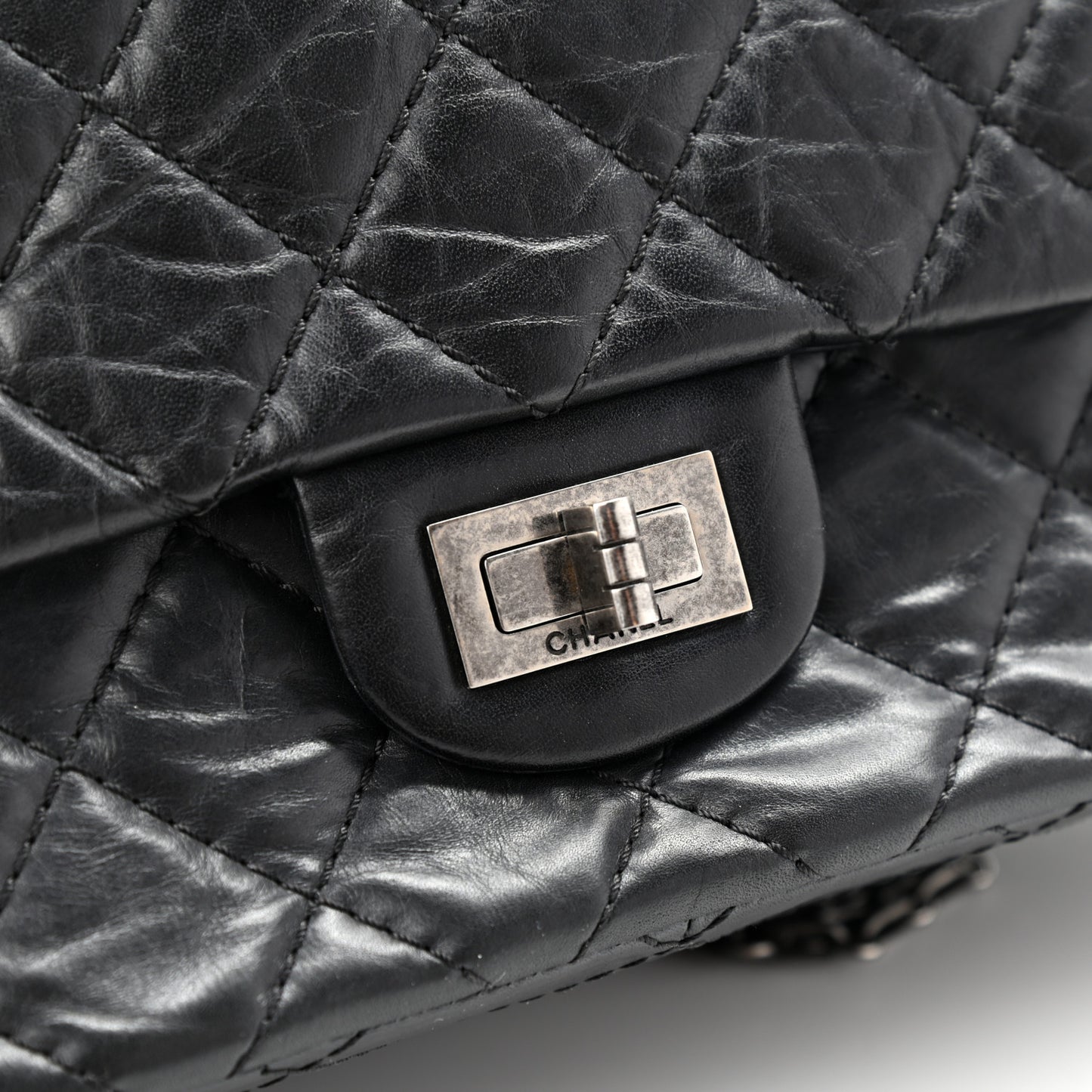 Aged Calfskin Quilted 2.55 Reissue 226 Flap Black