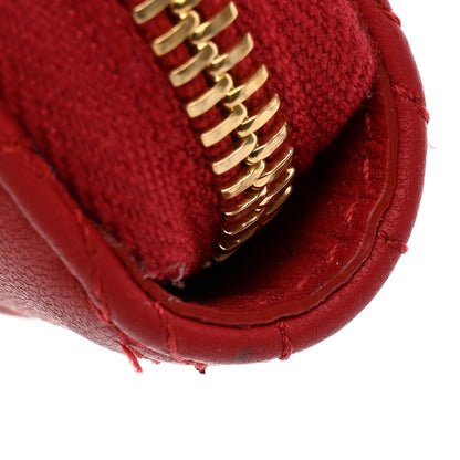 Christian Dior Lambskin Cannage Dioramour Small Lady Dior Voyageur Coin Purse Wallet Spicy Red 8 of 9