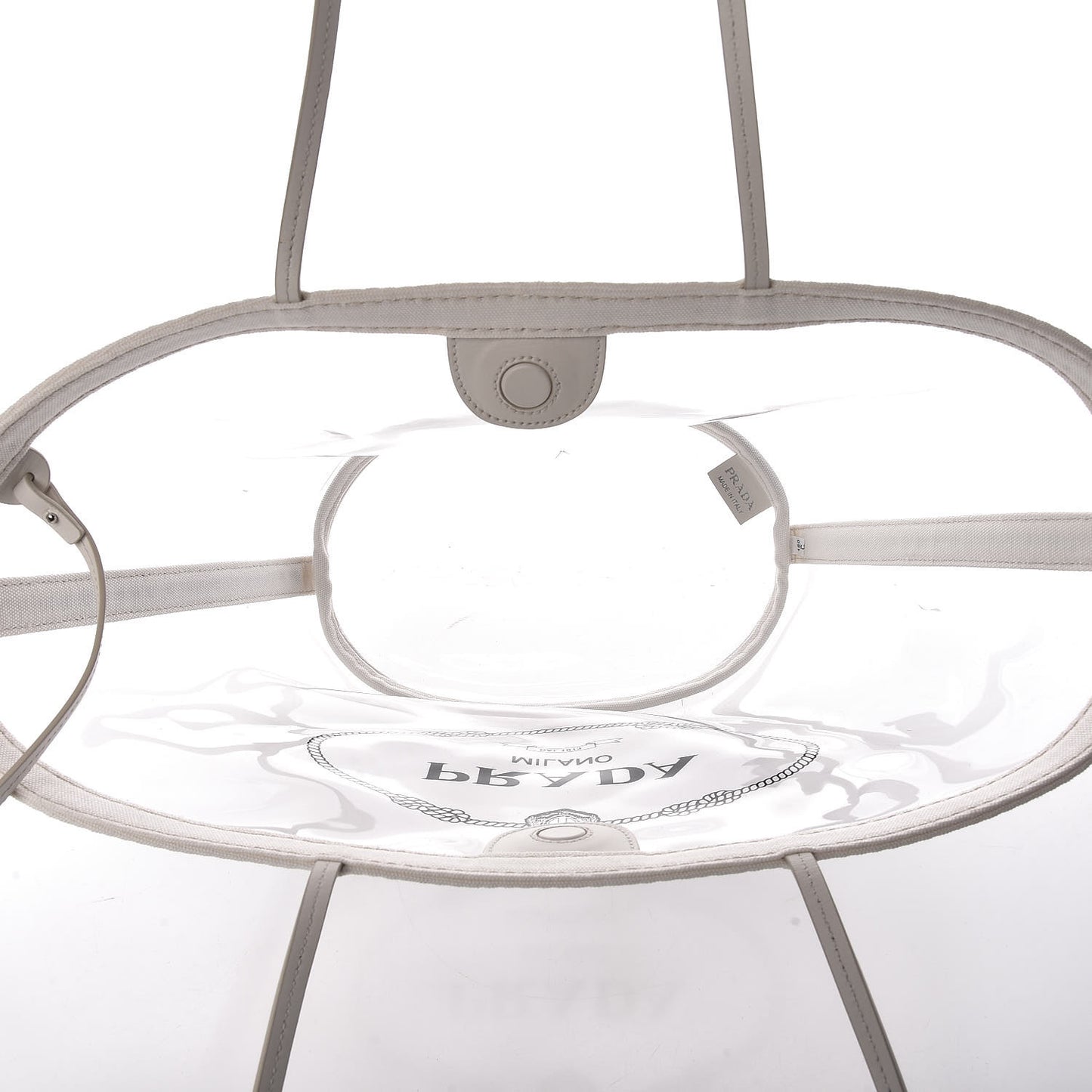 Plexiglass Calfskin Small Shopper Tote White