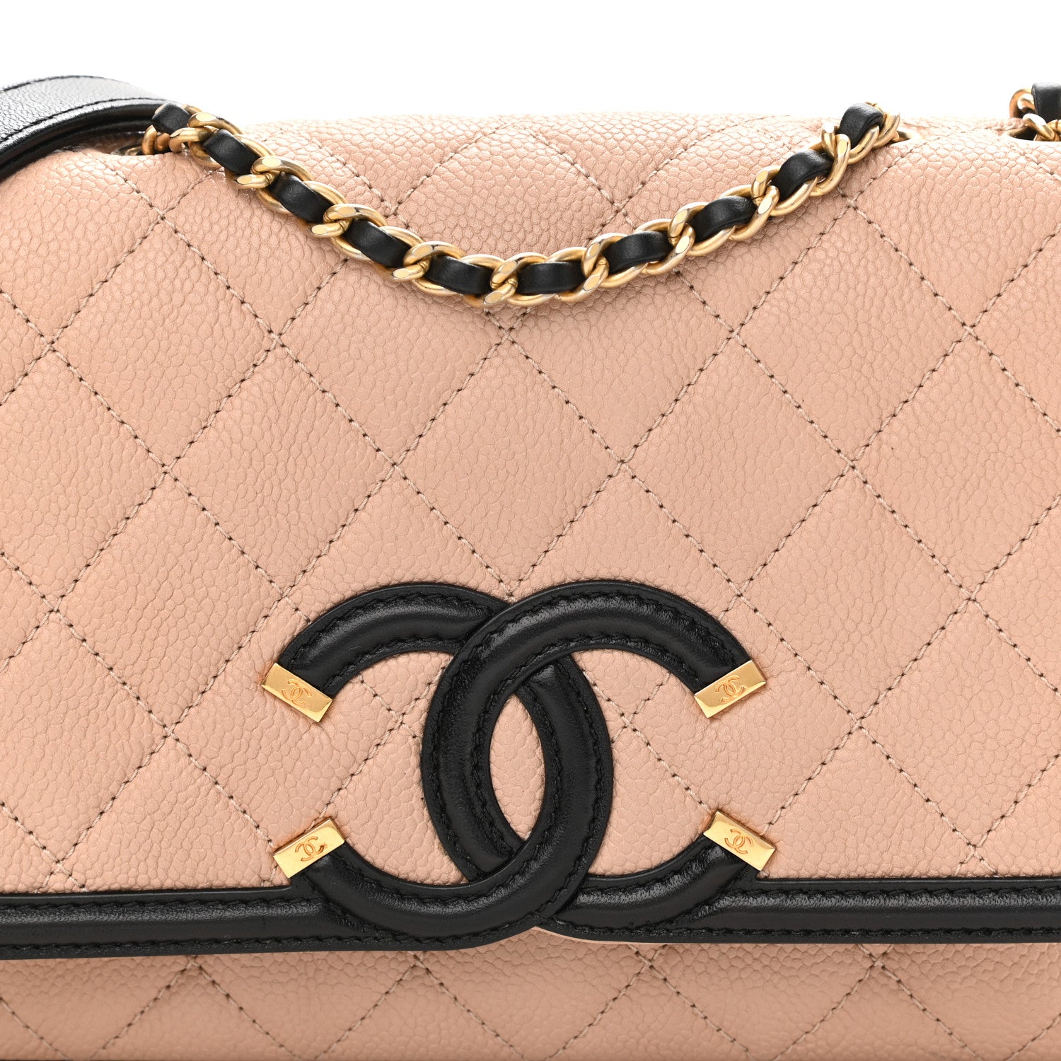 Chanel Caviar Quilted Small CC Filigree Flap Beige Black 8 of 11