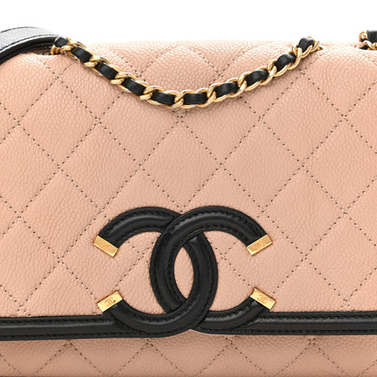 Chanel Caviar Quilted Small CC Filigree Flap Beige Black 8 of 11