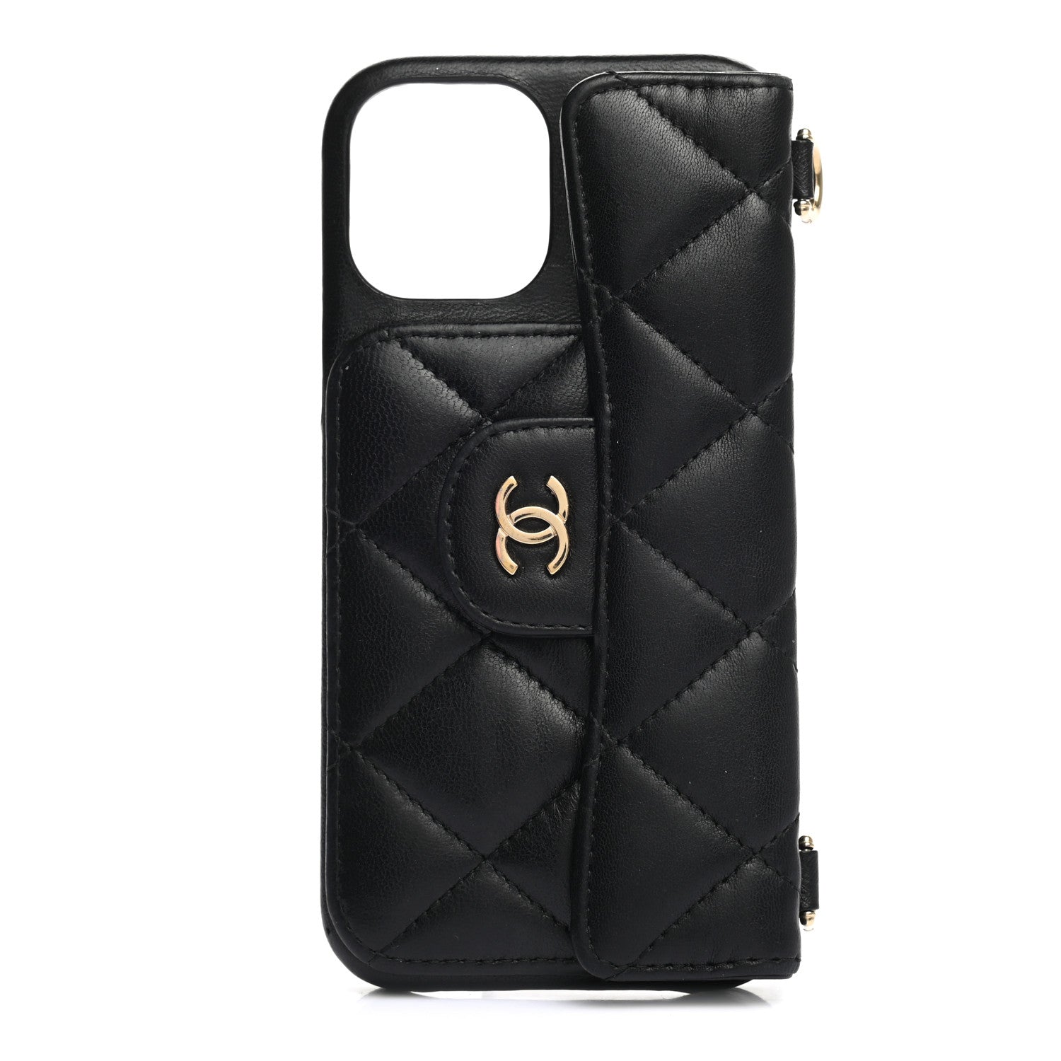 Chanel Lambskin Quilted iPhone XII Pro Holder With Chain Black 1 of 8
