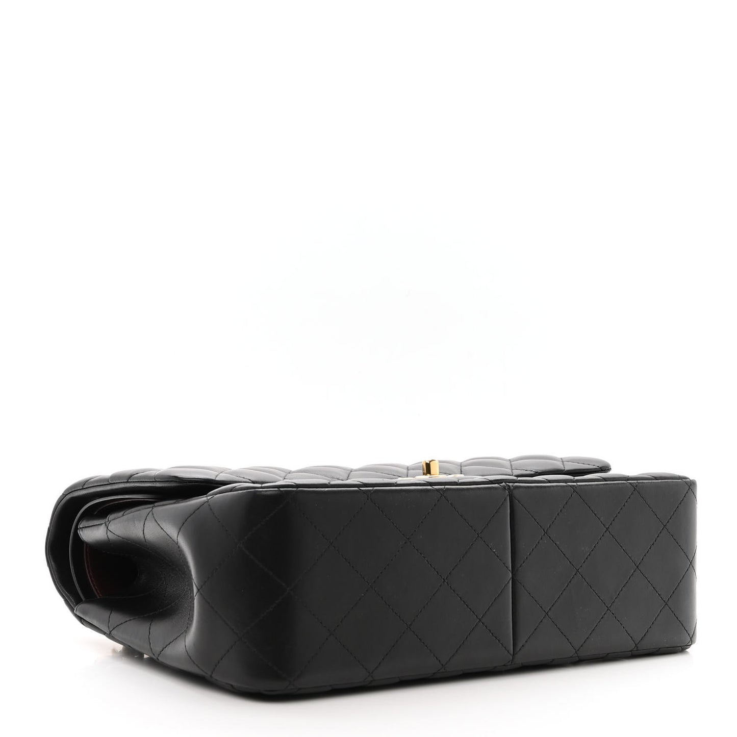 Lambskin Quilted Jumbo Double Flap Black