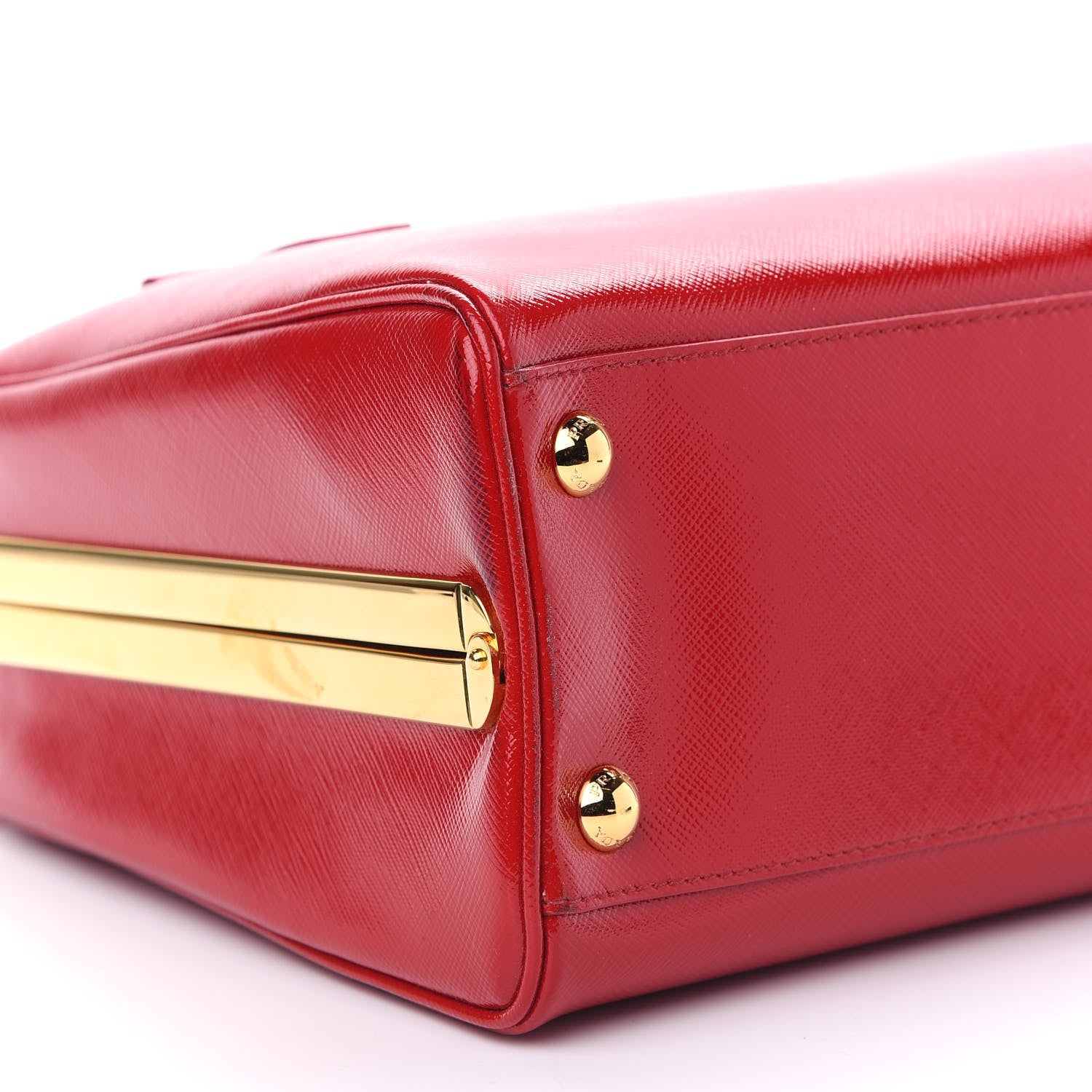 Prada Saffiano Vernice Pyramid Bag Rosso 6 of 9