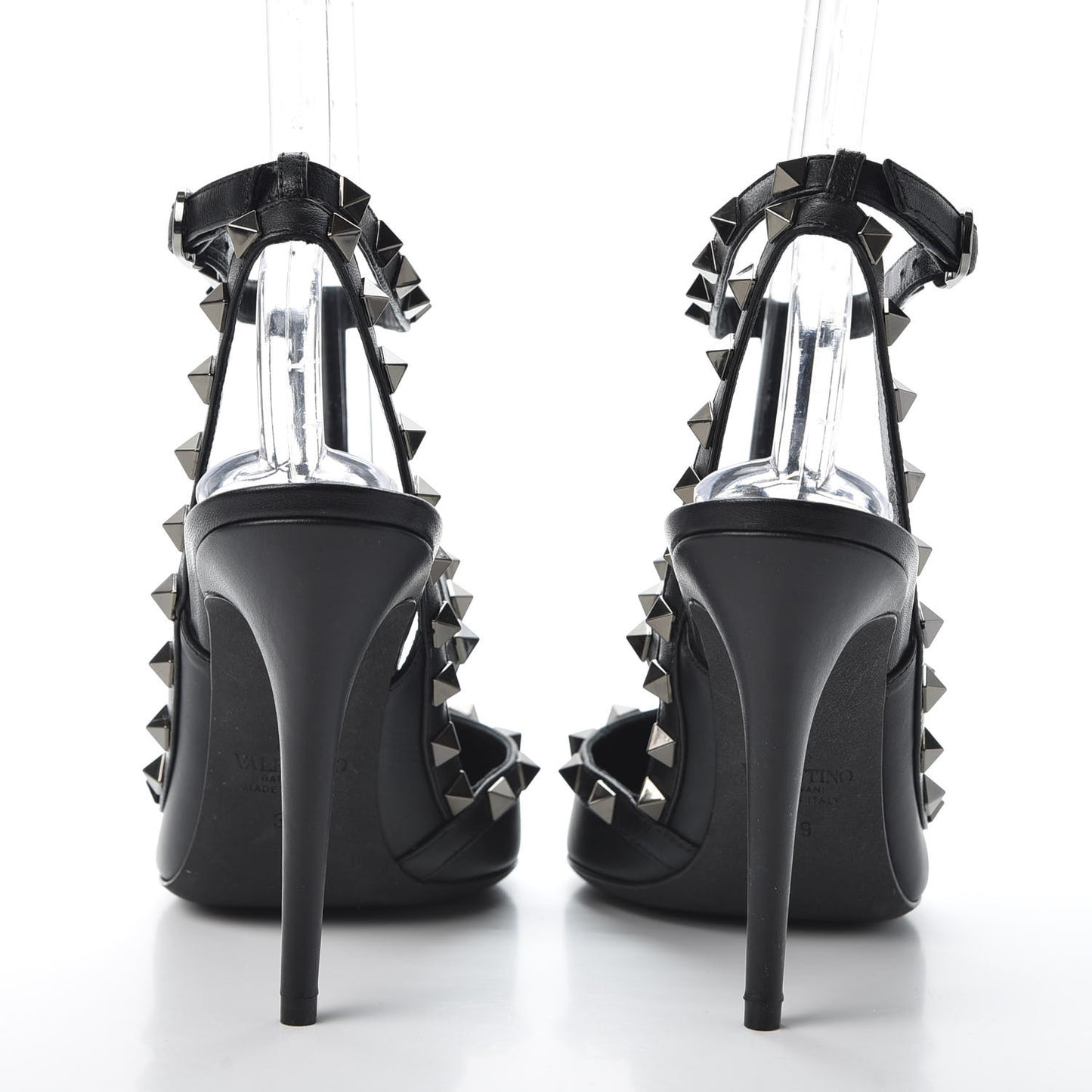 Nappa Rockstud Ankle Strap Pumps 39 Black