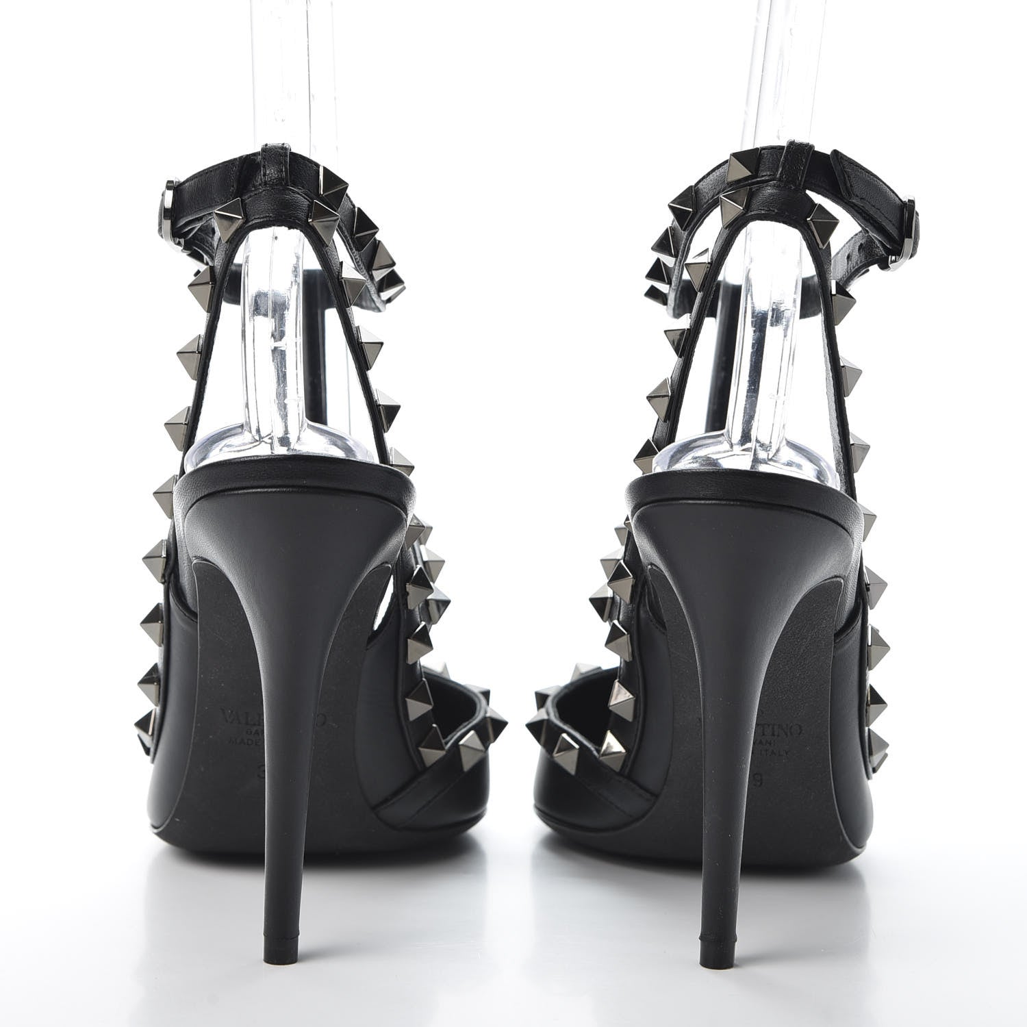 Valentino Garavani Nappa Rockstud Ankle Strap Pumps 39 Black 6 of 9
