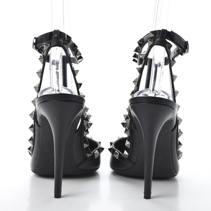 Valentino Garavani Nappa Rockstud Ankle Strap Pumps 39 Black 6 of 9