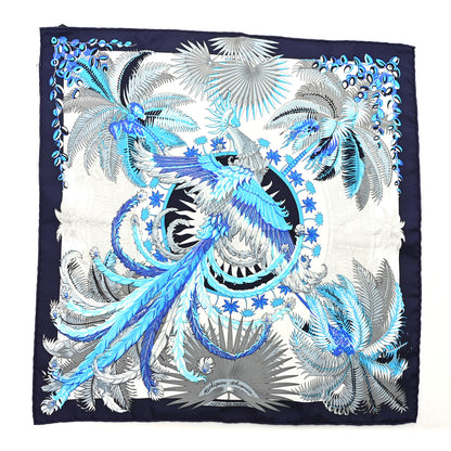 Hermes Silk Mythiques Phoenix Scarf 45 White Bleu Turquoise 1 of 3