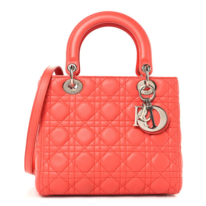 Christian Dior Lambskin Cannage Medium Lady Dior Coral 1 of 10