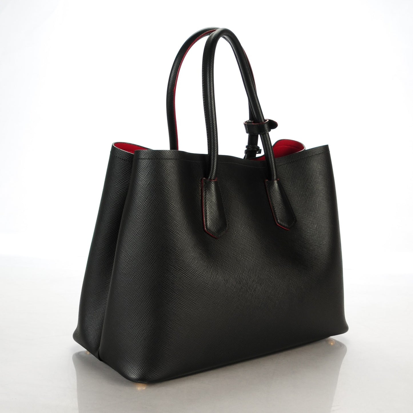 Saffiano Cuir Large Double Bag Nero Black