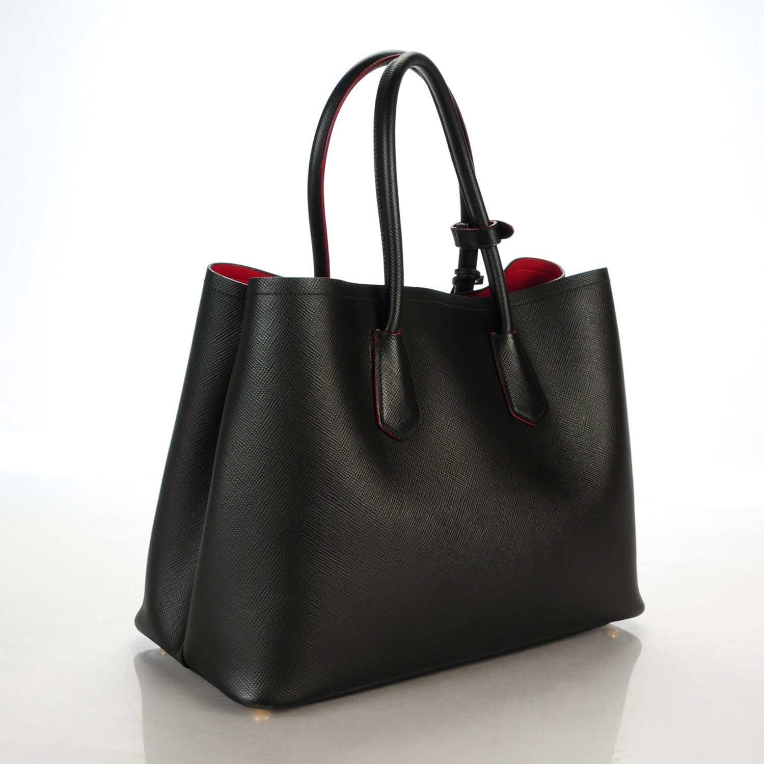 Prada Saffiano Cuir Large Double Bag Nero Black 3 of 7