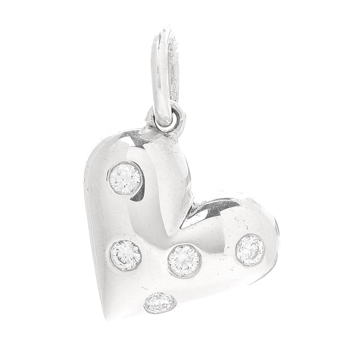 Sterling Silver Diamond Etoile Heart Charm