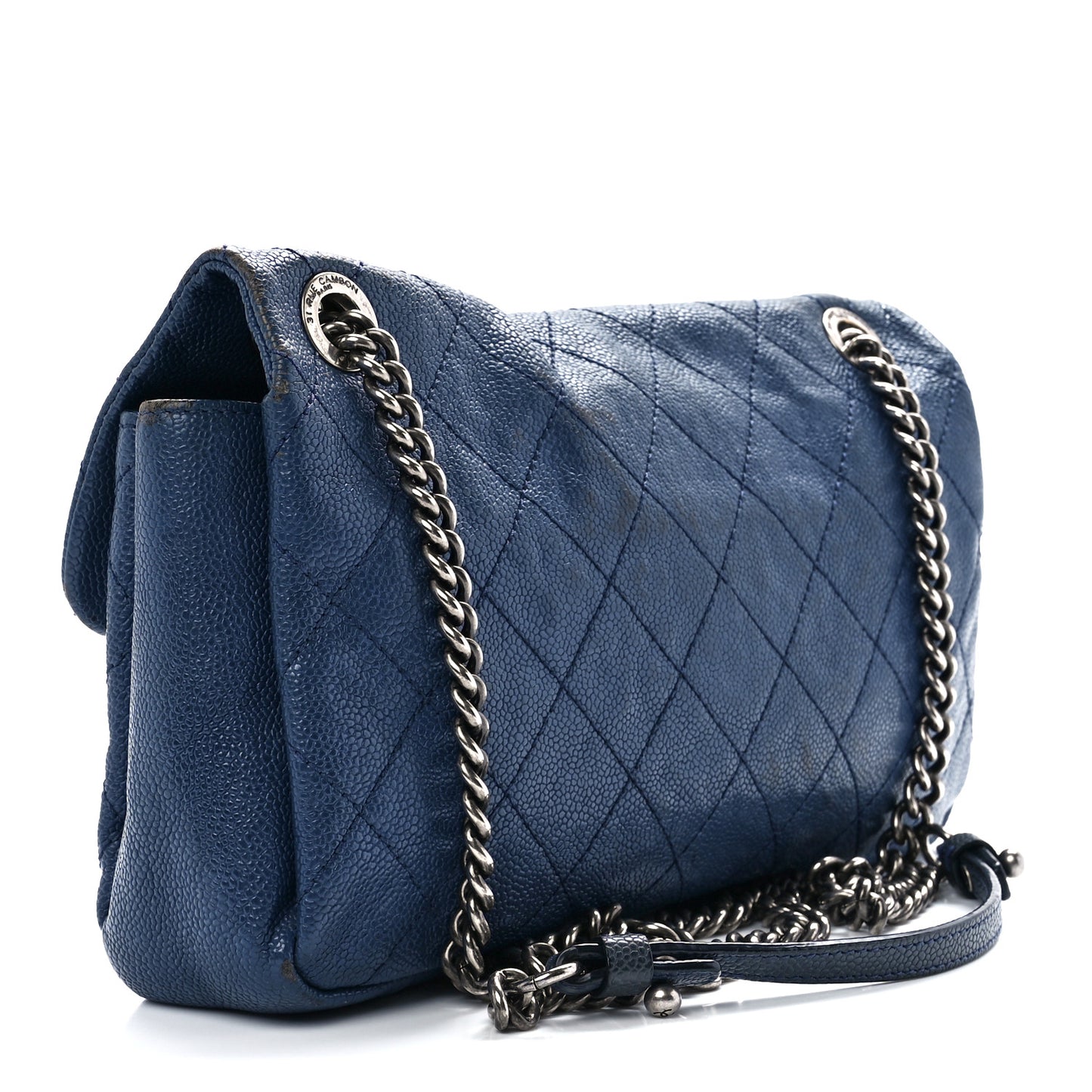 Caviar Quilted Medium Simply CC Flap Blue