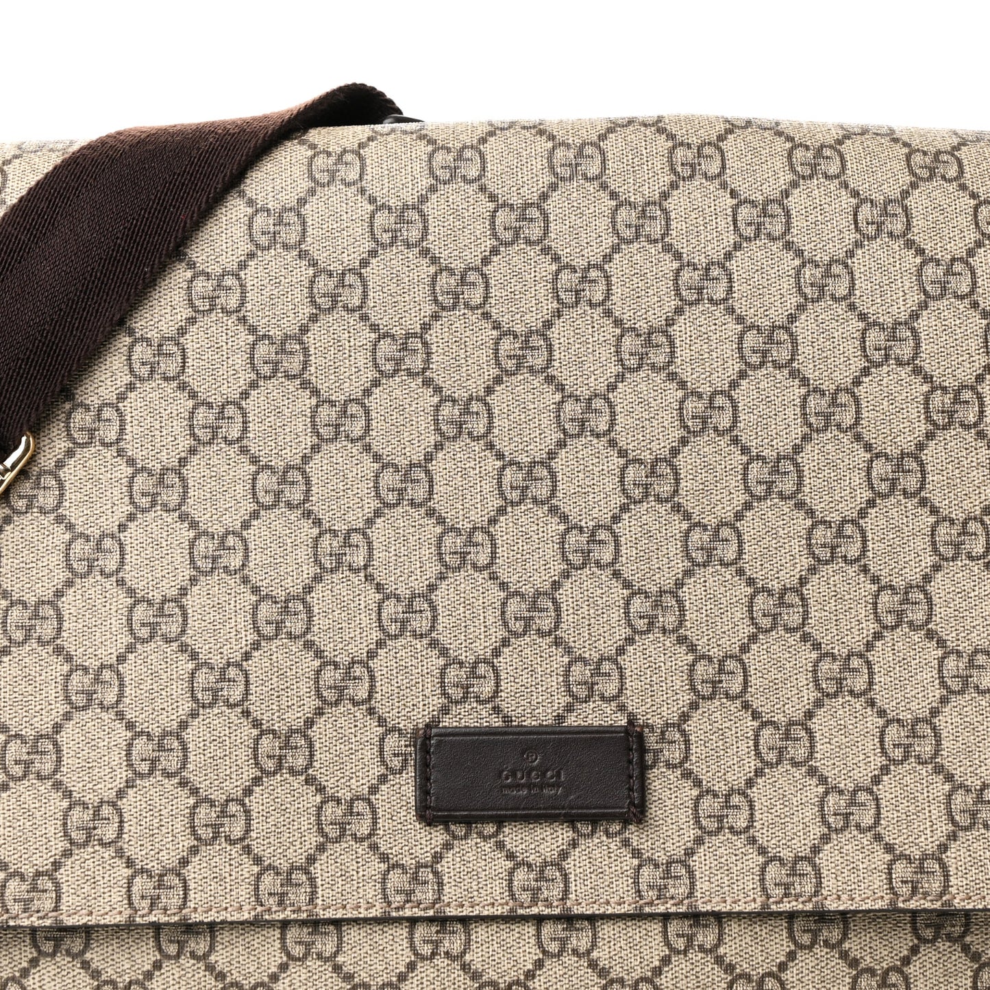 GG Plus Monogram Messenger Diaper Bag Dark Brown