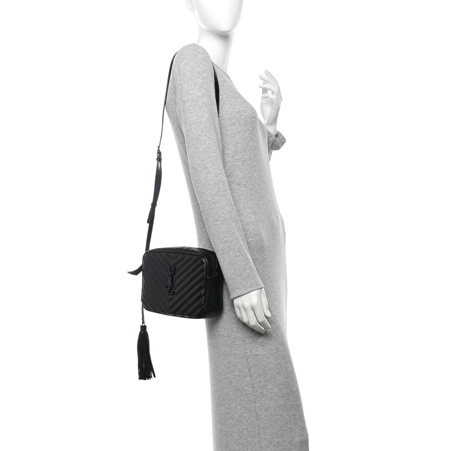 Saint Laurent Calfskin Matelasse Monogram Monochrome Lou Camera Bag Black 2 of 10