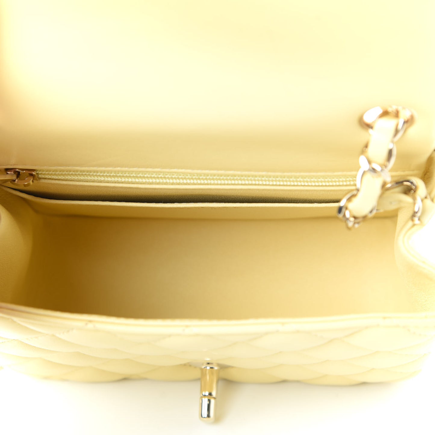 Lambskin Quilted Mini Square Flap Light Yellow