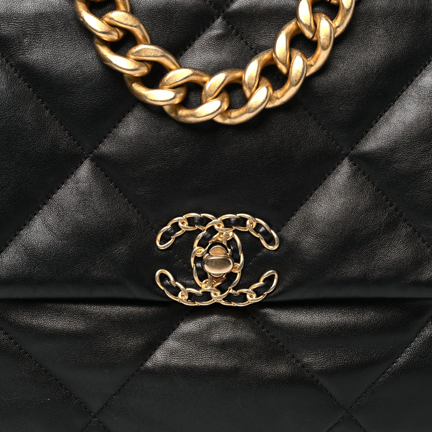 Lambskin Quilted Large Chanel 19 Flap Black