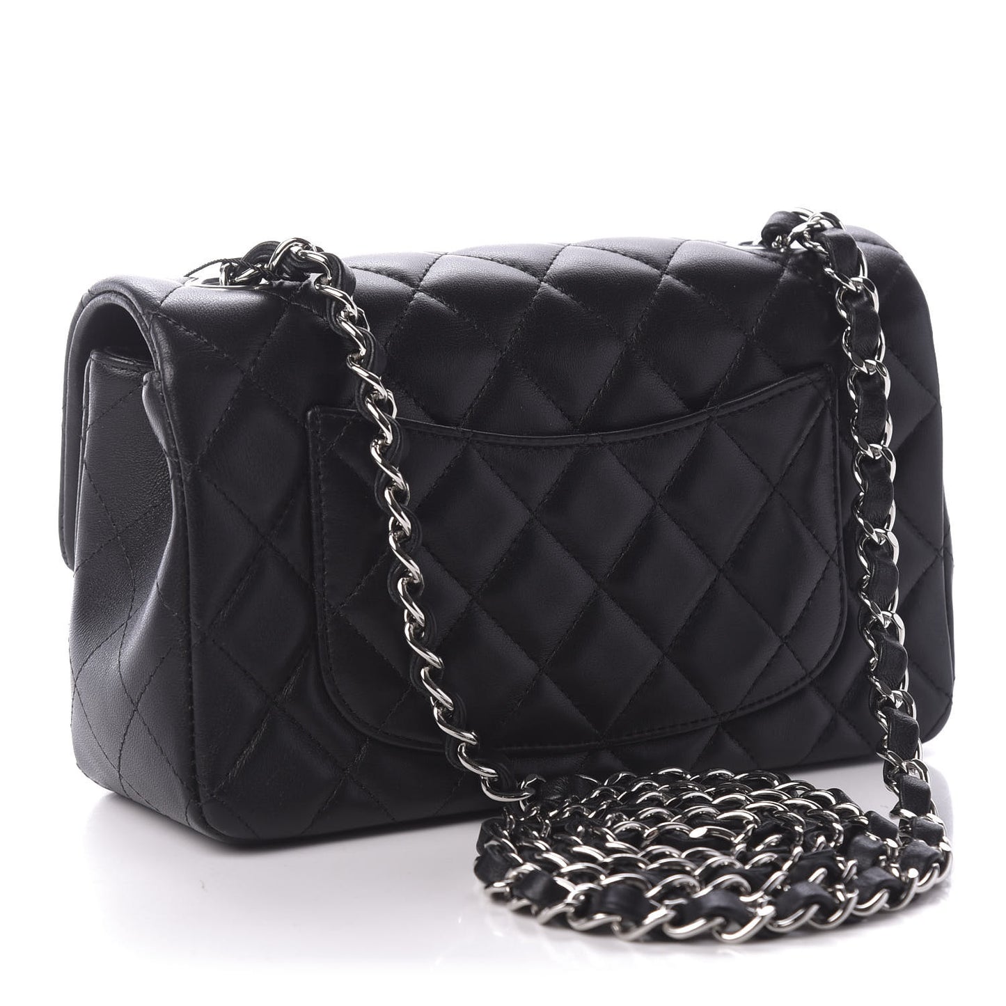 Lambskin Quilted Mini Rectangular Flap Black