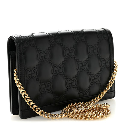 Gucci Calfskin GG Matelasse Chain Wallet Black 3 of 10