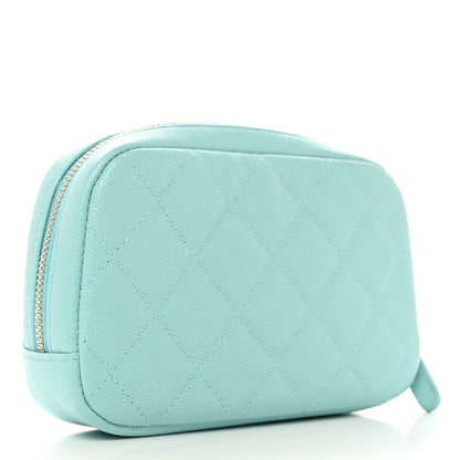 Chanel Caviar Quilted Small Curvy Pouch Cosmetic Case Light Blue 3 of 7