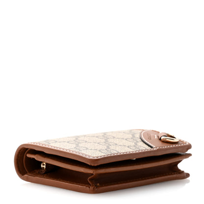 Gucci GG Supreme Monogram Textured Calfskin Emblem Mini Wallet Beige Dark Brown 4 of 8