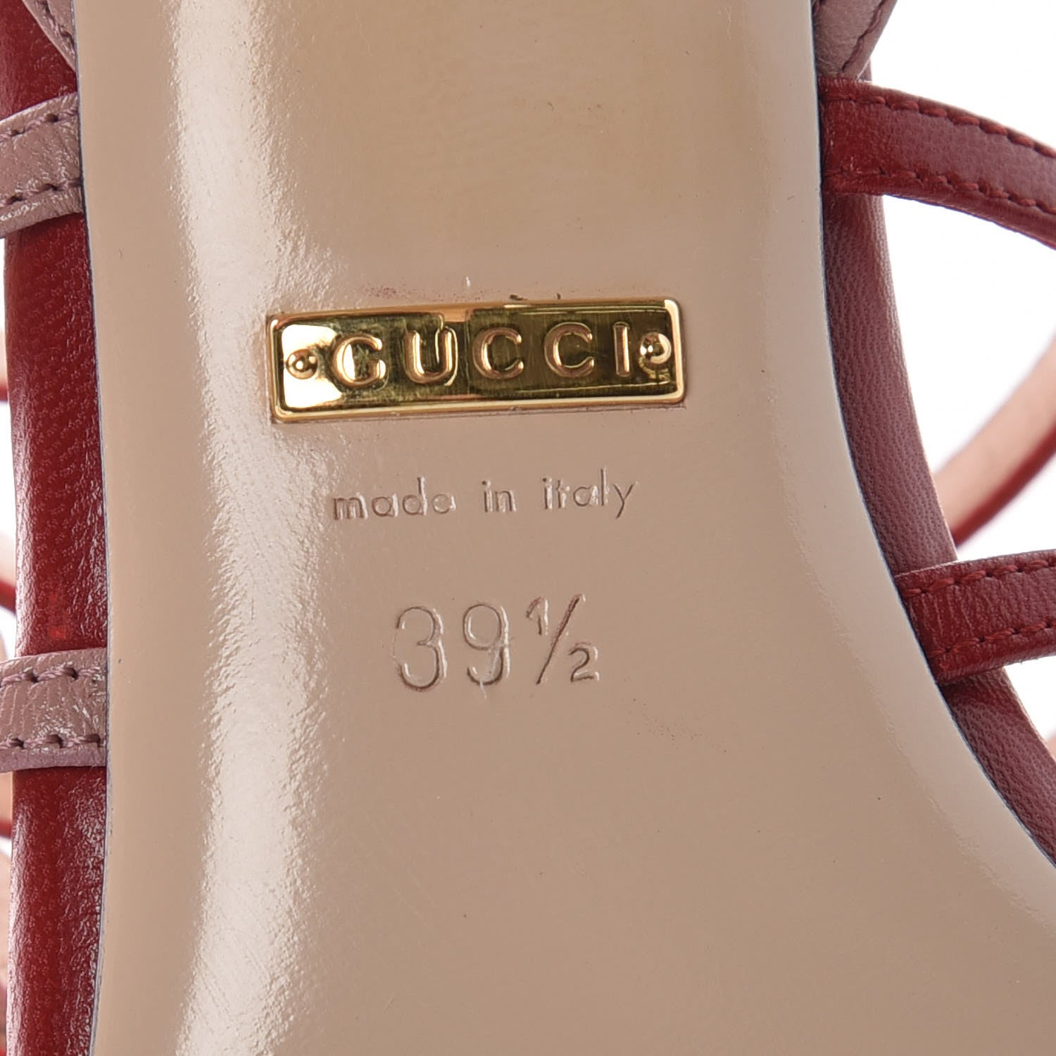 Gucci Malaga Kid Aneta Ladder-Strap 95mm Sandals 39.5 Carmine Rose 7 of 9