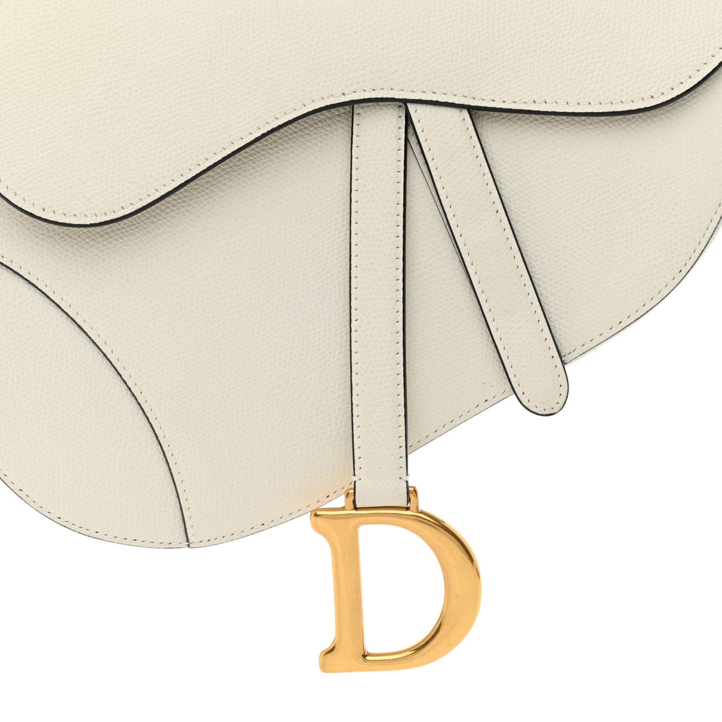 Grained Calfskin Saddle Bag White