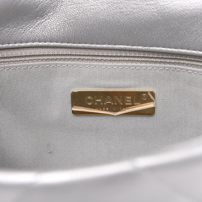 Chanel Metallic Goatskin Quilted Medium 19 Flap Silver 6 of 11