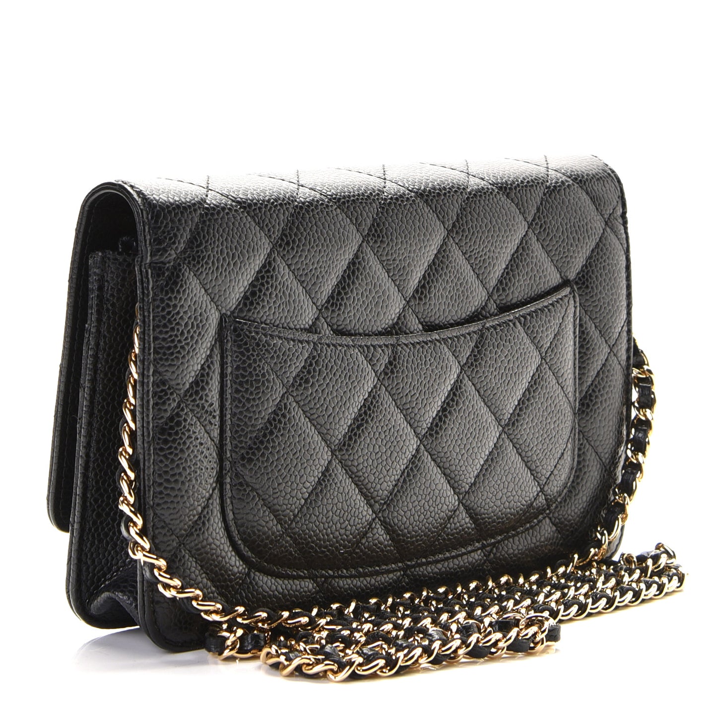 Caviar Quilted Wallet On Chain WOC Black