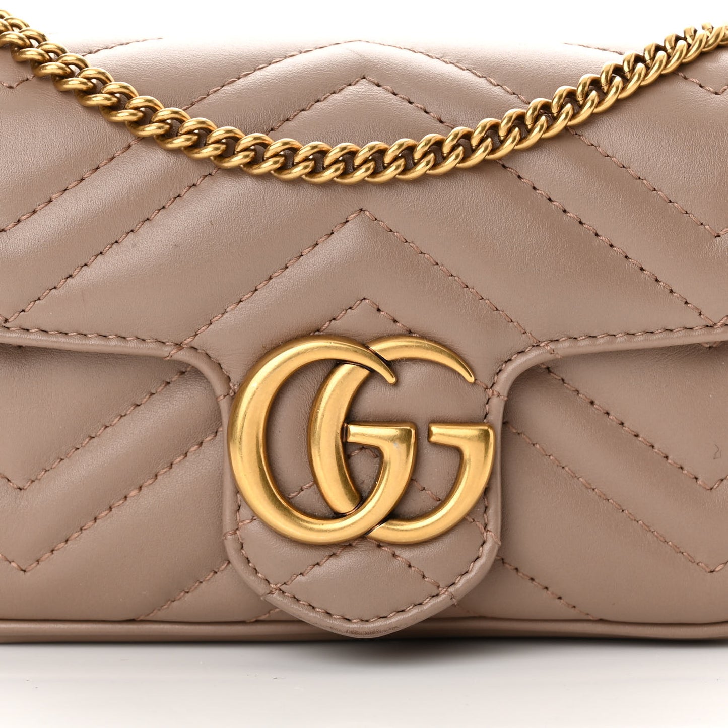 Calfskin Matelasse Super Mini GG Marmont Shoulder Bag Porcelain Rose