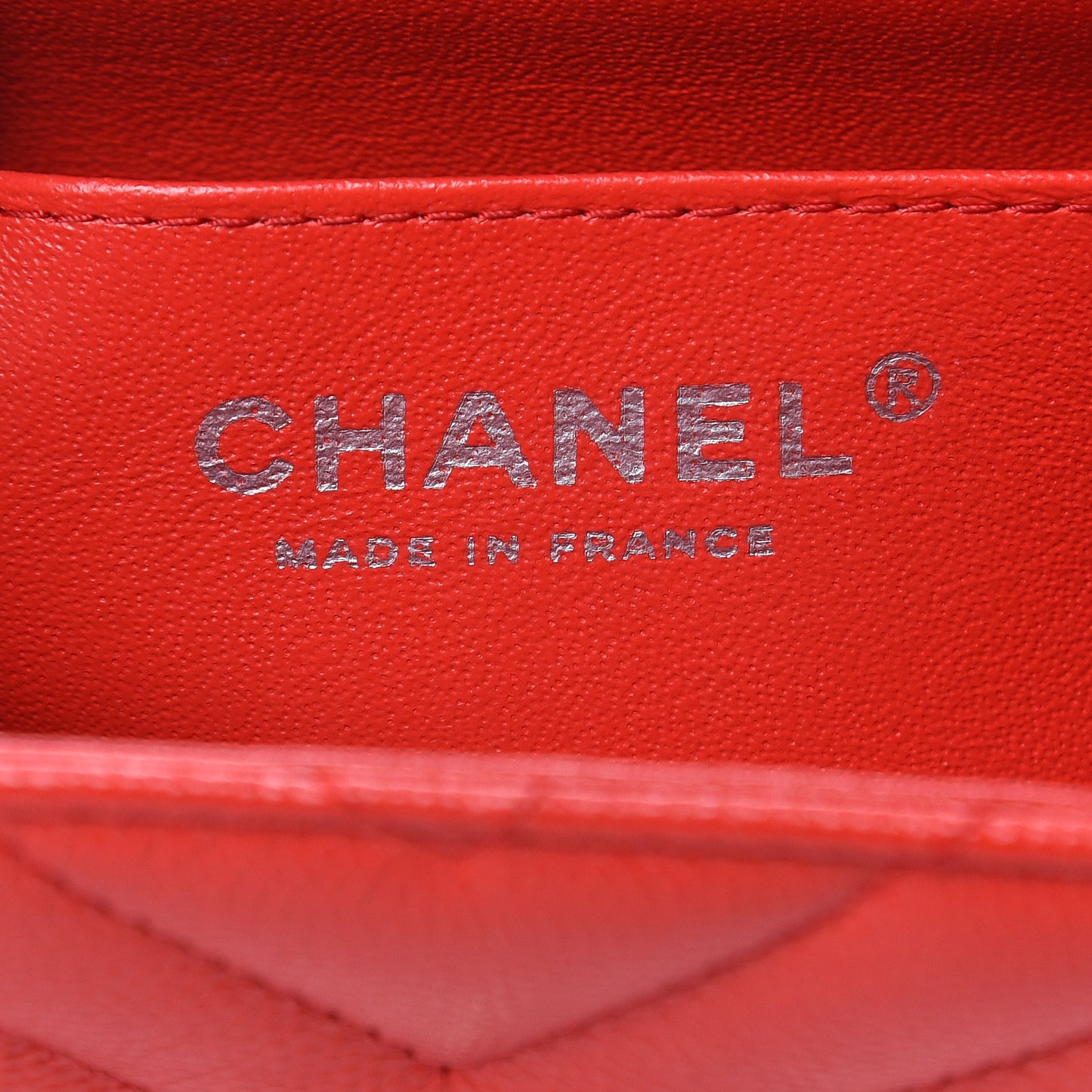 Caviar Chevron Quilted Mini Rectangular Flap Red