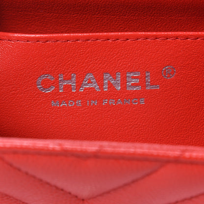 Chanel Caviar Chevron Quilted Mini Rectangular Flap Red 6 of 14