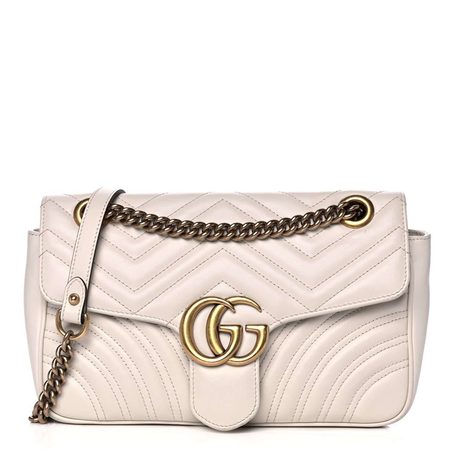 Gucci Calfskin Matelasse Small GG Marmont Shoulder Bag White 1 of 20