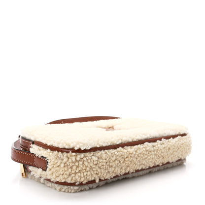 Celine Shearling Calfskin Cuir Triomphe Mini Camera Shoulder Bag Natural Tan 4 of 11