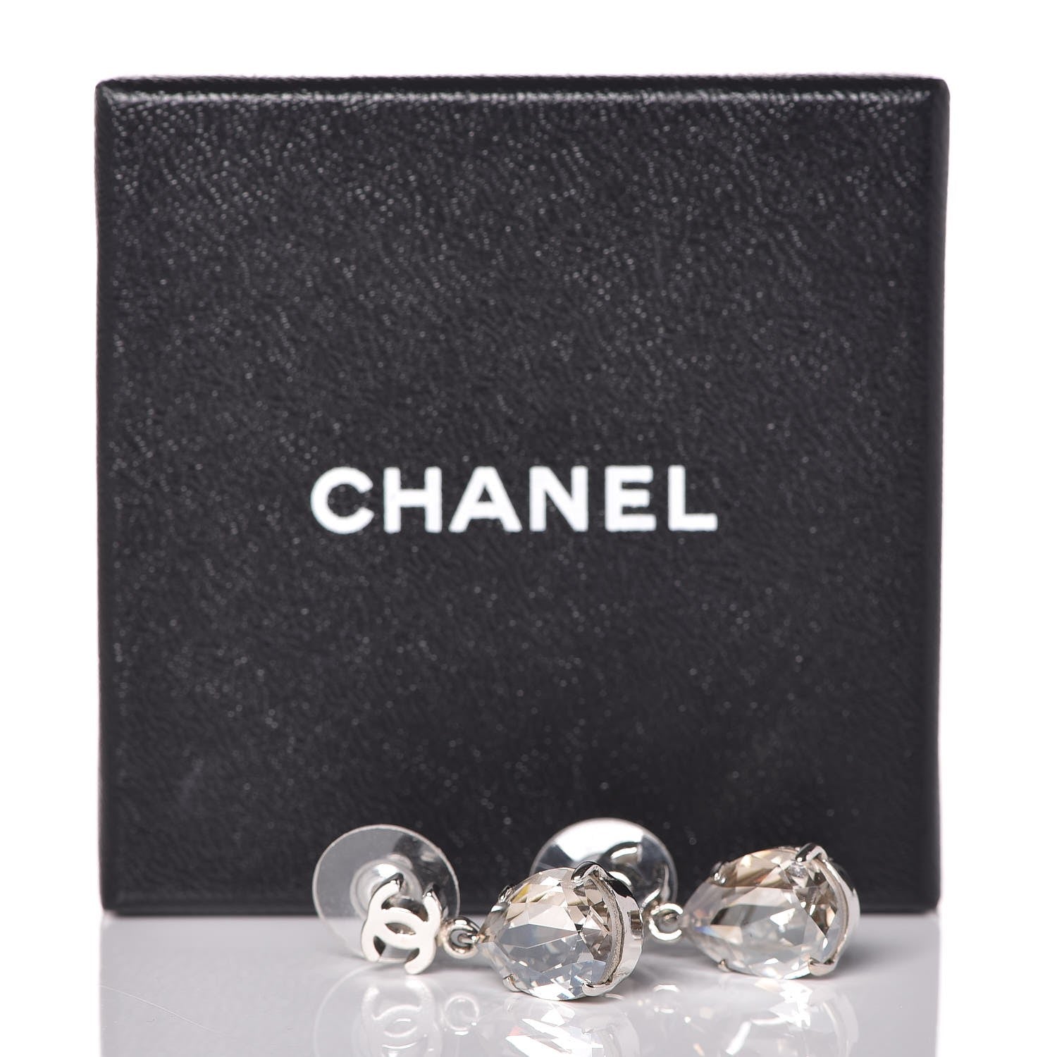 Chanel Crystal CC Drop Earrings Silver 4 of 4