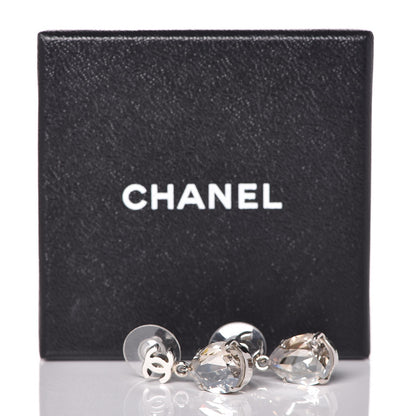 Chanel Crystal CC Drop Earrings Silver 4 of 4