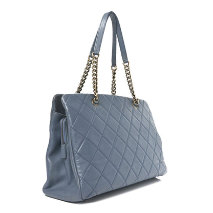 Chanel Calfskin Quilted Small CC Crown Tote Blue 3 of 10