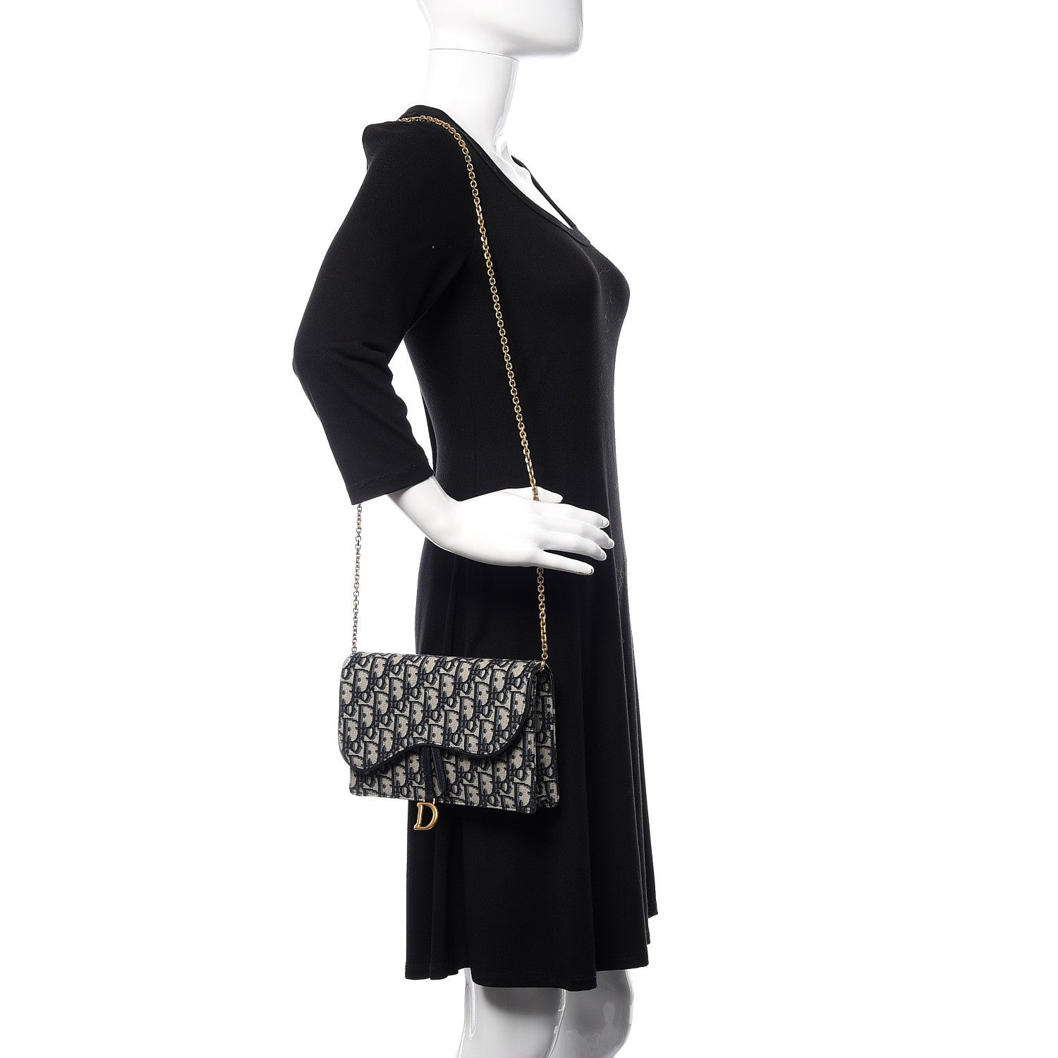 Christian Dior Oblique Saddle Chain Pouch Blue 2 of 10