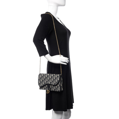 Christian Dior Oblique Saddle Chain Pouch Blue 2 of 10