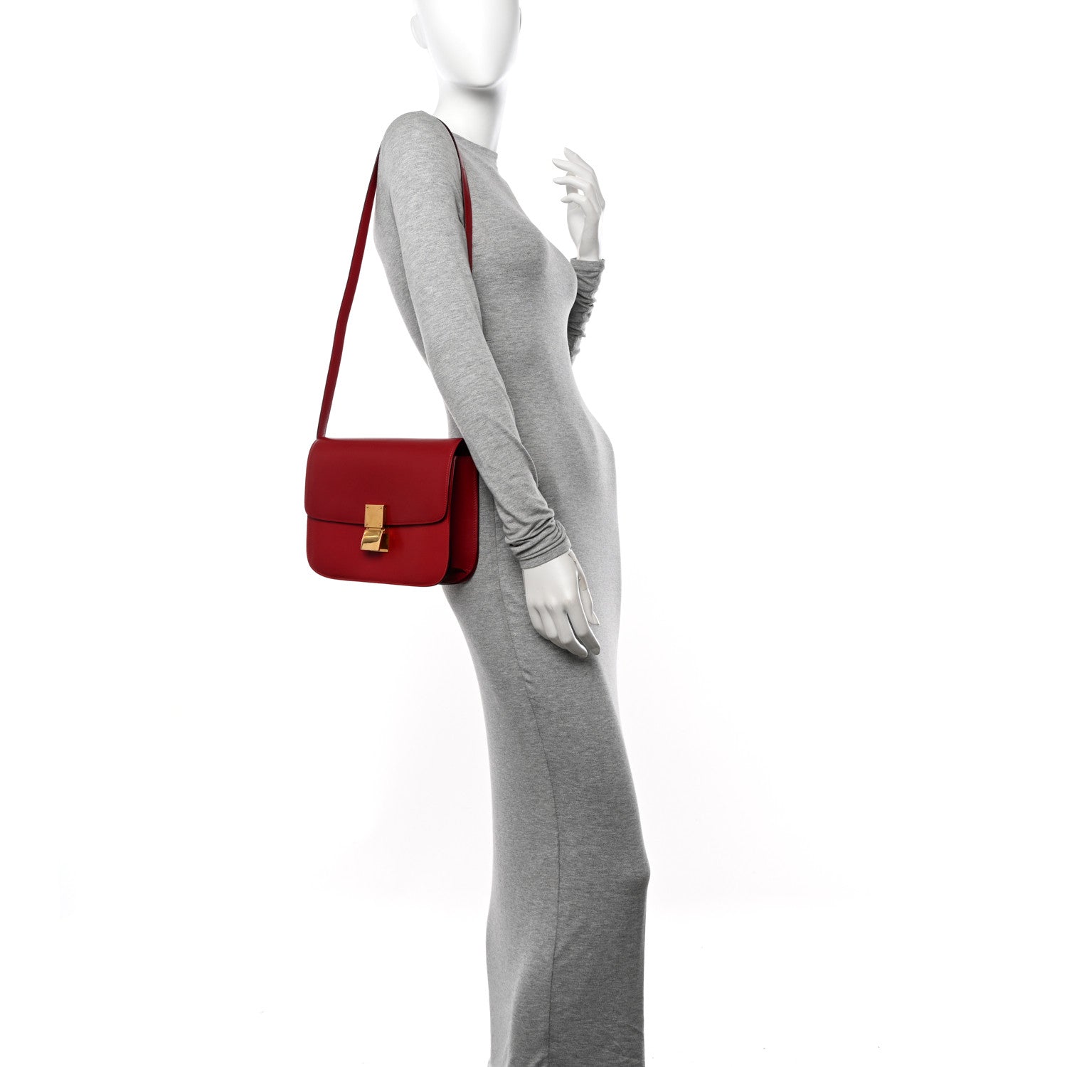 Celine Box Calfskin Medium Classic Box Flap Bag Red 2 of 14