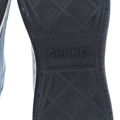 Chanel Suede Calfskin Nylon Grosgrain CC Sneakers 36.5 Light Blue 6 of 9